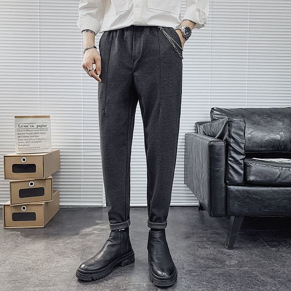 

2021 male trousers spring new plus fashion pants handsome m-3xl loqw, Black