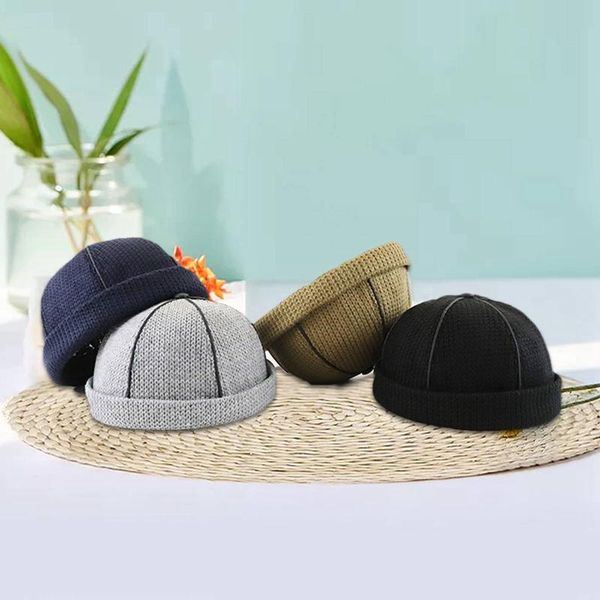

new arrival men women skullcap hat cap casual wool sailor mechanic brimless sun cap korean style hip hop hat, Blue;gray