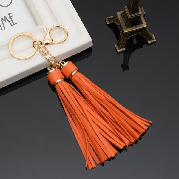 

leather tassels key chain with two tassels for car keychain bag key ring jewelry eh820 h jlluir, Slivery;golden