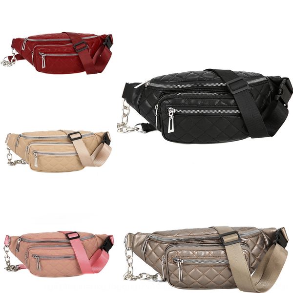 

autumn and winter new women's korean version pu fashionable waist embossed lingge running running bag messenger bag iyjk7