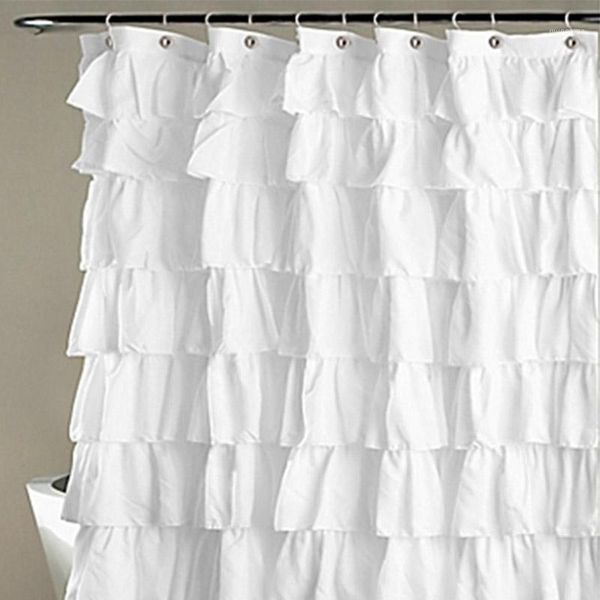 

shower curtains ruffle curtain polyester fabric cloth for bathroom bathing 66cy1
