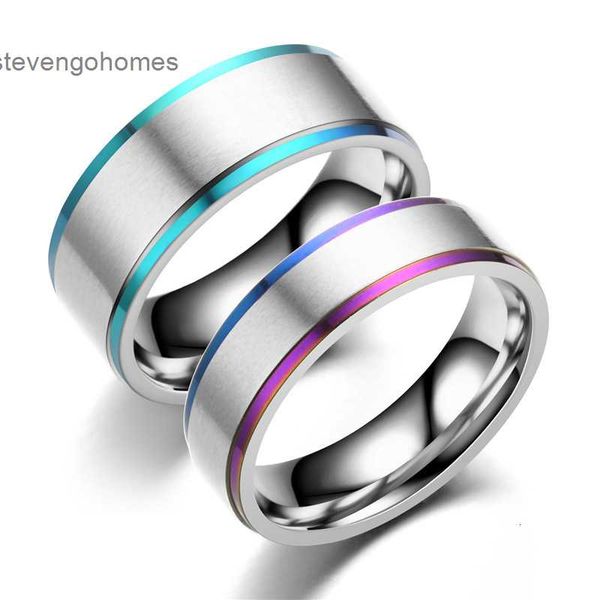 

hand stainless decorated titanium steel lovers fashion colorful two color frosted ring, Silver