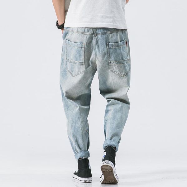 

isurvivor 2020 new men's thick cotton ripped jeans men's worn and worn loose loose casual denim trousers four season jeans1, Blue