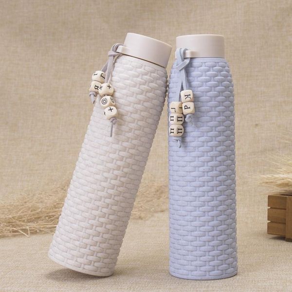 

similar rattan fashion double layer insulated gift cup student portable water bottles big capacity outdoor use glass cup dh0034