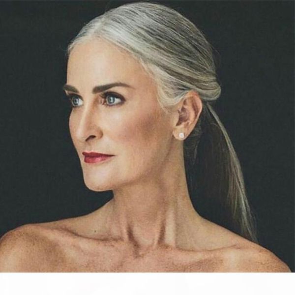 

custom grey hair curls colored clip ponytail extensions virgin indian wraps drawstring straight gray ponytail hairpiece clip hair extensions, Black