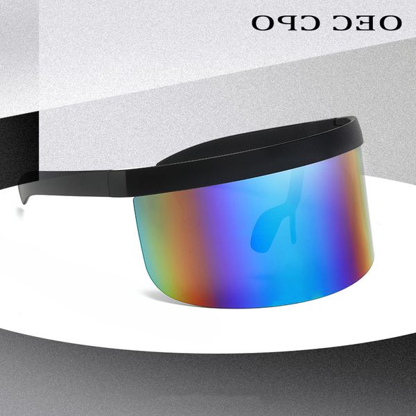 

onepiece shield oversized shape mask style fashion visor sunglasses women goggle men flat windproof
