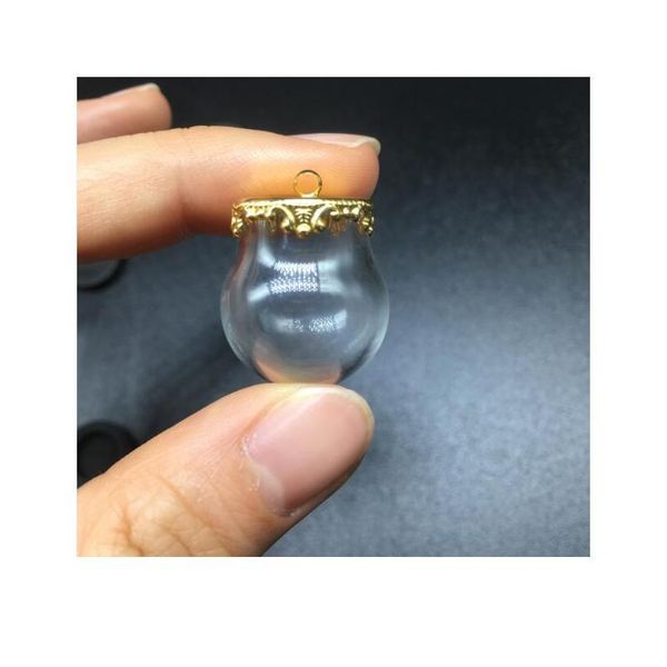 

500sets 20mm miniature terrarium glass bubble metal crown base tray jewelry necklace vial pendant diy wishing glass sqchma, Black