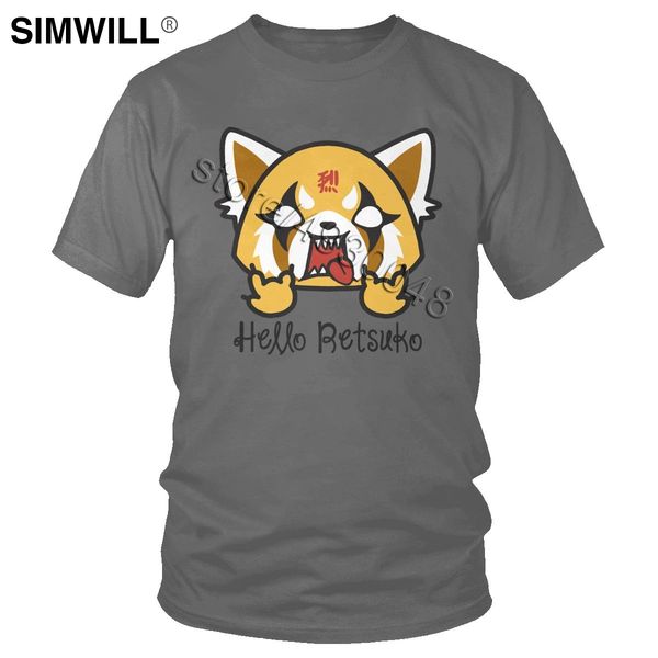

спорт смешной hello retsuko t shirt мужчины короткие рукава мягкий хлопок тис o-образным вырезом aggretsuko агрессивное футболка крупногабар