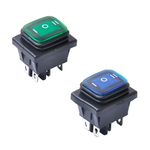 

2 pieces blue green 6 pin on-off-on car boat lighted rocker toggle switch