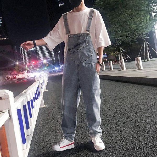

2020 new light blue student ankle length loose overalls summer hip hop casual1