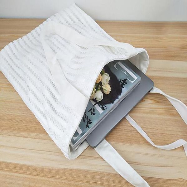 

portable hollow beach mesh bag shopper book bag lace bags shoulder capacity shopping bags breathable handheld mesh