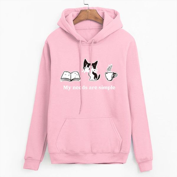 

long sleeve casual fleece sweatshirts 2020 cat printed female harajuku hooded hoodies autumn women streetwear cute pullovers, Black