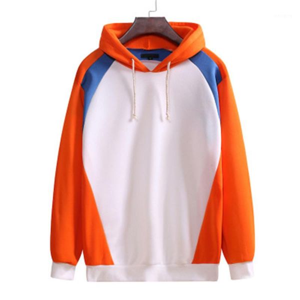 

casual pullover hoodies man colorblock long sleeve hoodies fashion trend hooded raglan sleeve pullover sweatshirts designer male loose, Black