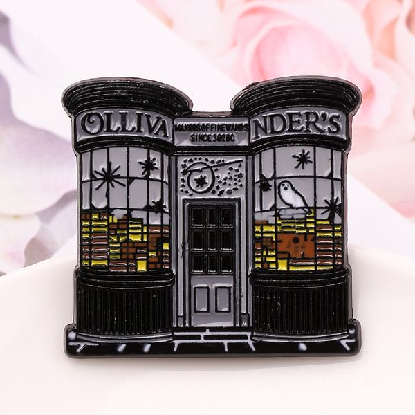 

wholesale 10 piece ollivanders magic wands store enamel brooch badge lapel pins harry movie jewelry gift cosplay accessories 201009, Gray