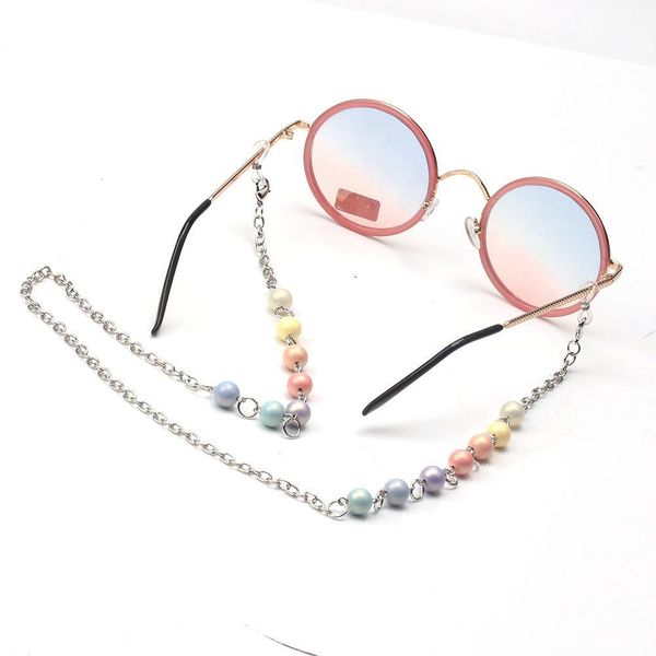 

chic gradient color beads mask rope mask halter strap silver color eyeglasses chain sunglasses chain women jewelry h jllfeh