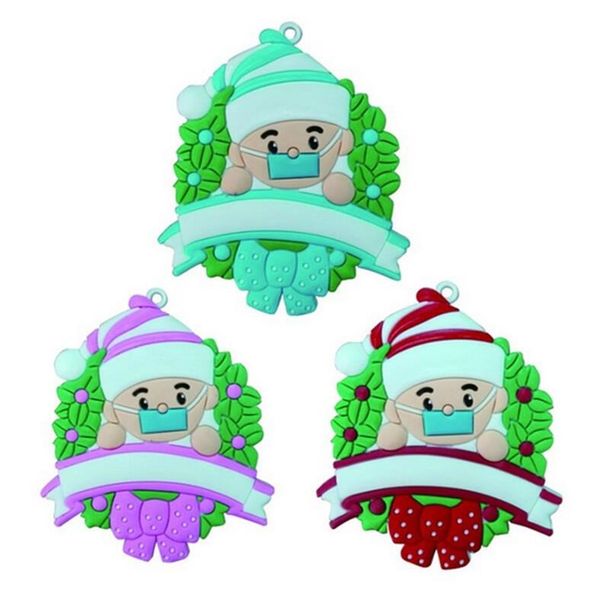 

face mask snowman christmas tree ornament hanging pendant xmas decoration cartoon personalized quarantine survivor party supplies e102605, Silver