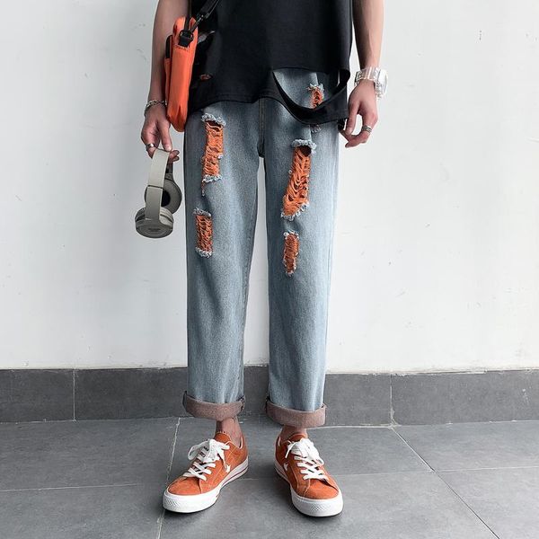 

summer jeans men denim blue men clothing distressed mens jogger pants hip hop harem streetwear man loose trousers ripped jeans1