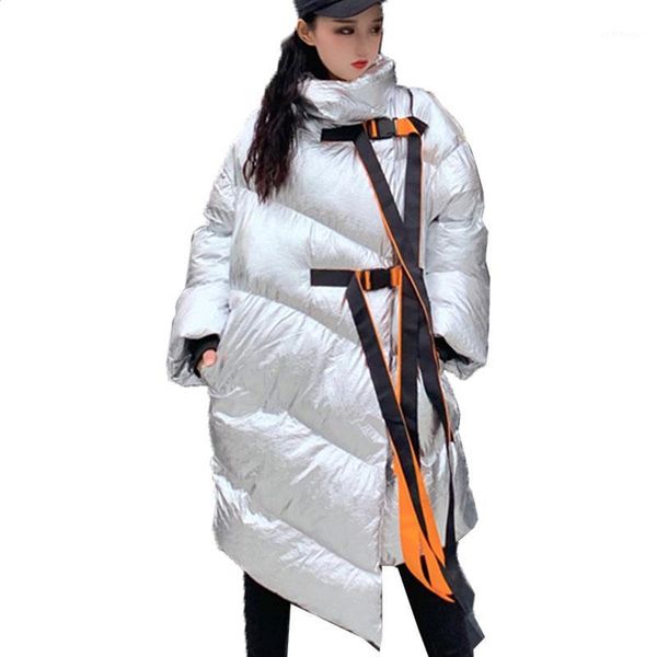 

2019 new winter coat women parka keep warm thick full sleeve turtleneck collar irregular women fashion tide long down jacket 1271, Black