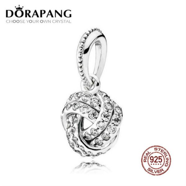 

2021 new 100% 925 sterling silver sparkling love knot pendant clear cz pendant bead for mother gift bracelet diy bangle, Black