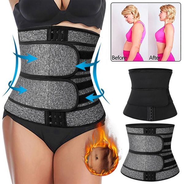 

women waist trainer corset slimming belt body shaper cincher neoprene sauna sweat shapewear abdominal fitness slimming belt1, Black;gray