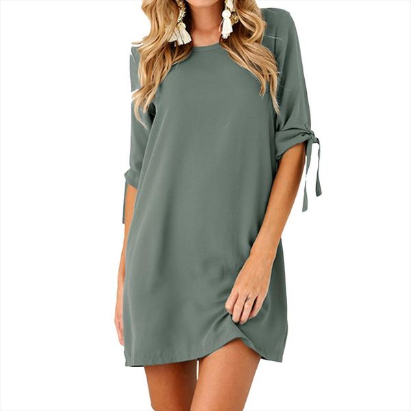

women tracksuit newly women casual crew neck short sleeve tunic t shirt dress for summer dod886, Gray