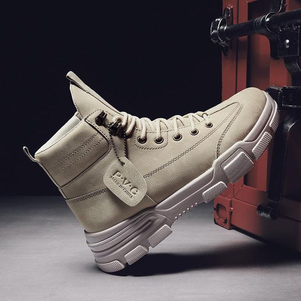 

winter warm men boots pu leather waterproof male snow boots handmade working ankle high men shoes footwear size 44, Black