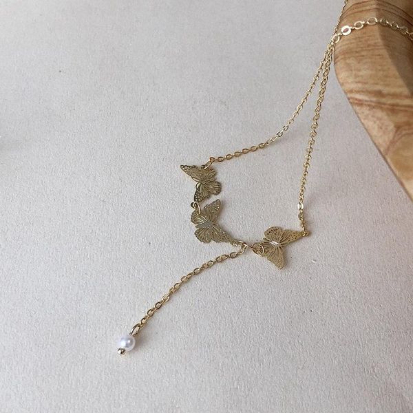 

fashion choker necklace lovely golden butterfly necklace short women summer holiday romantic gift aesthetic jewelry wholesal, Golden;silver