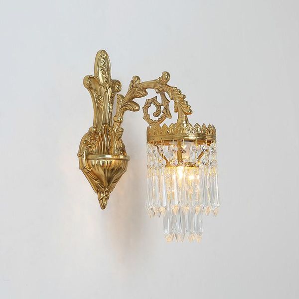 

modern european copper crystal wall mounted decorative lamps 1l/2l european brass k9 crystal wall lamp 100% guaranteed wf