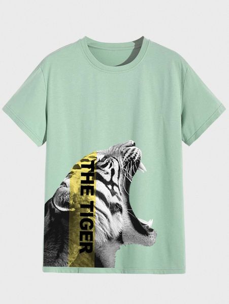

men tiger and letter graphic tee f33c#, White;black