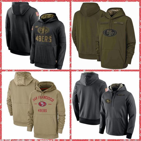 

мужчины женщины молодежь сан франциско 49ers толстовка тан 2017-2021 салюта служба побочного нфл терма пуловер hoodie, Black;red