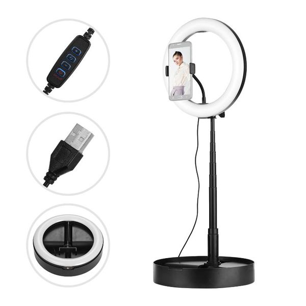 

portable 10 inch led ring light with phone holder light stand fill for selfie live streaming studio led selfie ringlight