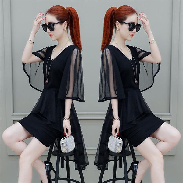 

elegant bodycon dresses women 2019 summer new mesh cascading ruffles solid party dress for female lady simple midi sundress, Black;gray