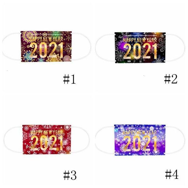 

factoryo8rhadults face happy new disposable year 2021 3-ply masks printed mouth cover dustproof breathable protective ma