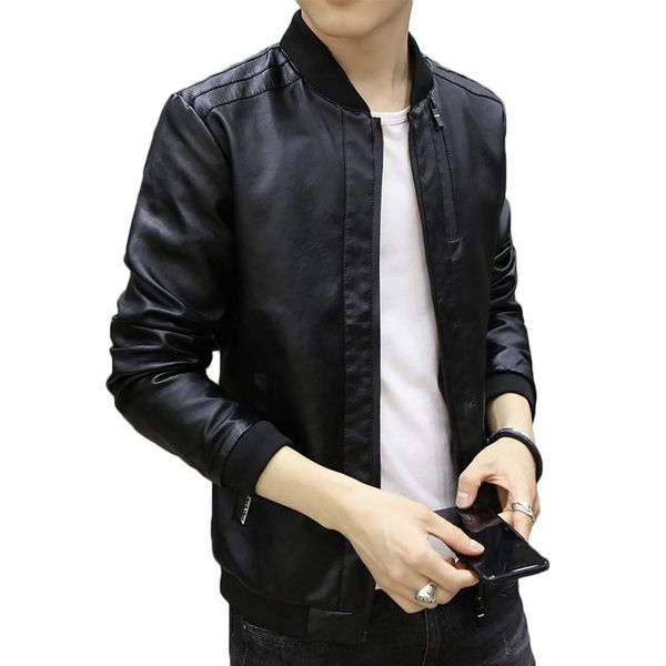

men's fur & faux men spring fashion pu leather jacket 2021 fall motorcycle chaqueta de cuero para hombres los, Black