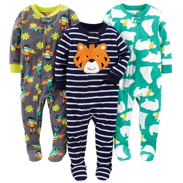

children carte boys and girls fleece siamese climbing clothing with foot warm pajamas baby leotard romper bag fart long climb 201027, Blue