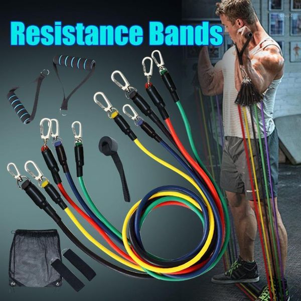 

resistance bands 11pcs band set expander 100/125/150 pound tpe workout elastic rubber home gym body building fitness equipment1
