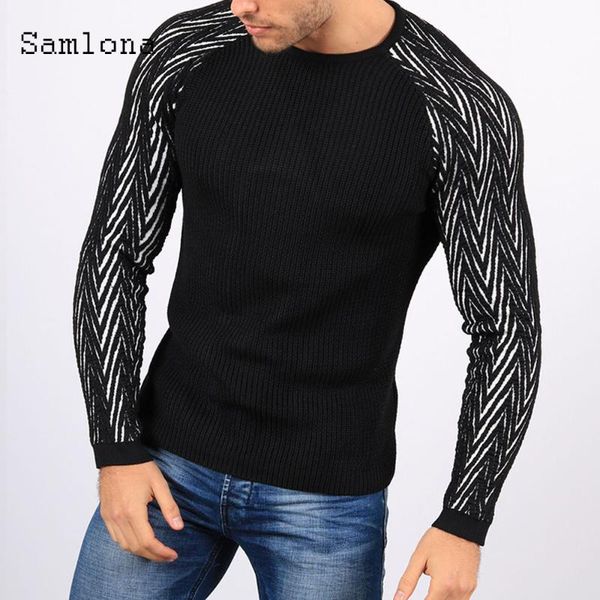 

2021 spring autumn round neck sweater patchwork pullovers masculinas pull homme ropa casual knitted sweater mens clothing, White;black