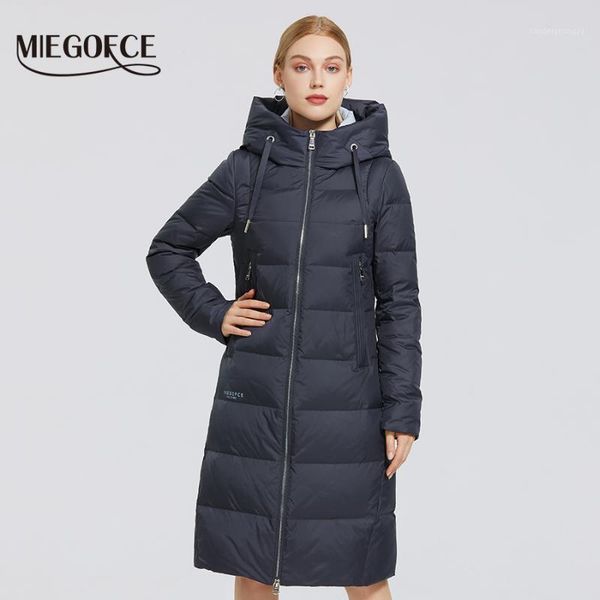 

women's down & parkas miegofce 2021 winter womens jacket long warm stand-up collar with a hood cold coat windproof parkas1, Black