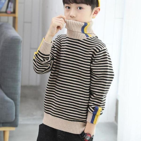 

high half sweater clothing pullover boys' collar children's autumn and winter plush warm knitted bottom coat korean version zphe, Blue
