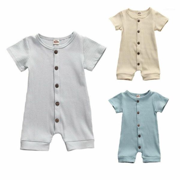

solid button baby kids rompers newborn baby girl boy clothes romper jumpsuit bodysuit one piece outfit 0-18 months1, Blue