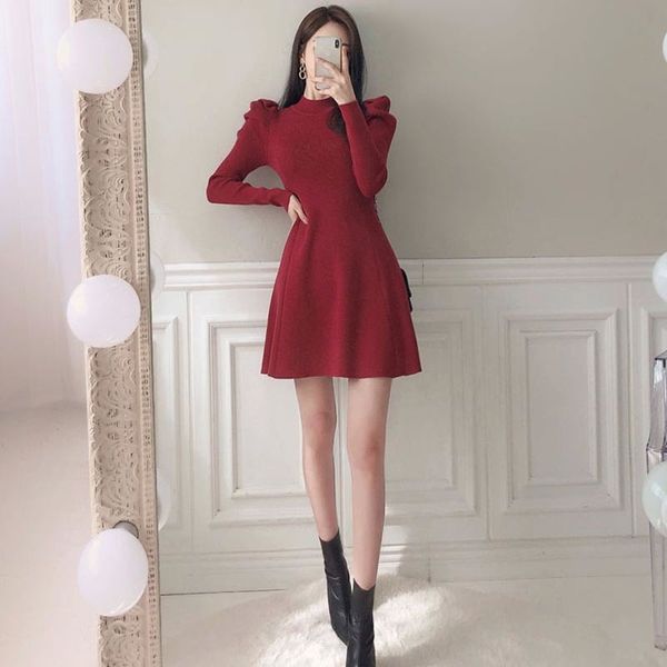 

корейский стиль женской одежды, весна и осень, нерегулярные, вязание, юбка, свитер, 2020, Black;gray