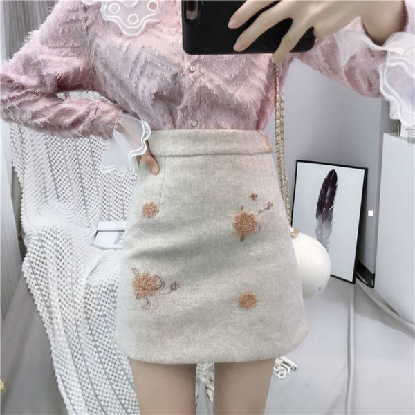 

new 2021 women's wool autumn/winter high-waisted fashion thin-waisted hip bag a skirt y380 line r652 2ki2, Black