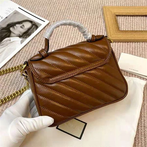 

upgraded new version chains strap handbags bags real leather caramel colour shoulder bag marmont twill women handbags double g printing 18cm