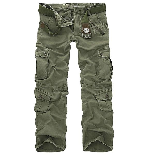 

new 2021 men's cotton cargo pants style tactical workout straight men long trousers casual camouflage joggers pants, Black