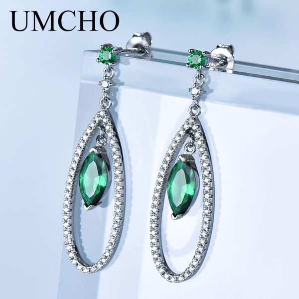 

dangle & chandelier umcho solid silver 925 jewelry marquise created nano emerald drop earrings for women anniversary birthday gift fine
