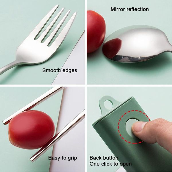 

portable travel tableware set 304 stainless steel spoon and fork set nordic style flatware with box dinner tools for kid school h jllfna