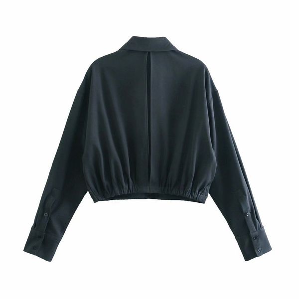 

2021 new shirts and blouses spring fashion ladies pockets short style for women 8sqx, Black;brown