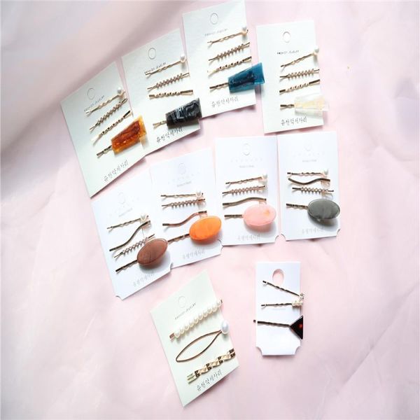

children's korean pearl hair clip ins acetate color master set child word hair clip1, Slivery;white