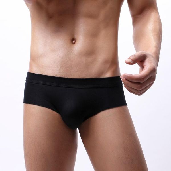 

mens seamless panties solid color boxer underwear elastic middle waist thin underpants breathable sports boxers majtki meskie, Black;white