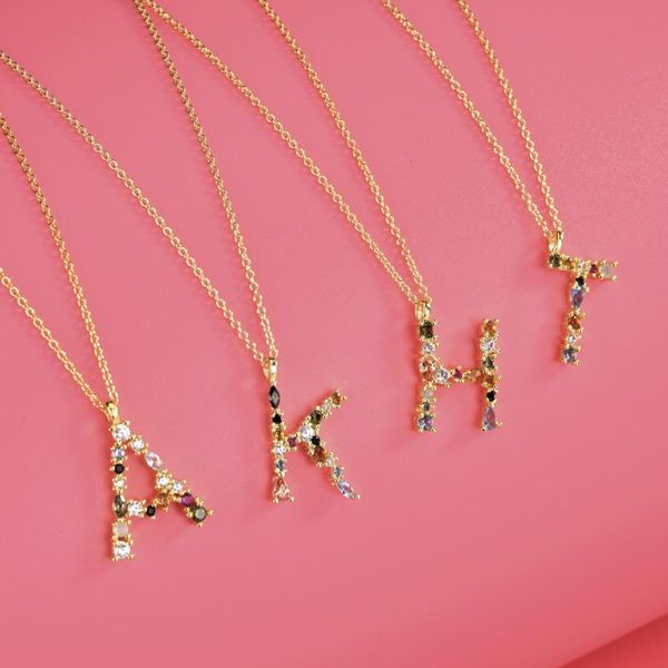 

letter jewelry 26 letter diamond pendant gold necklace 925 sterling silver sparkling brand necklace women anniversary gift